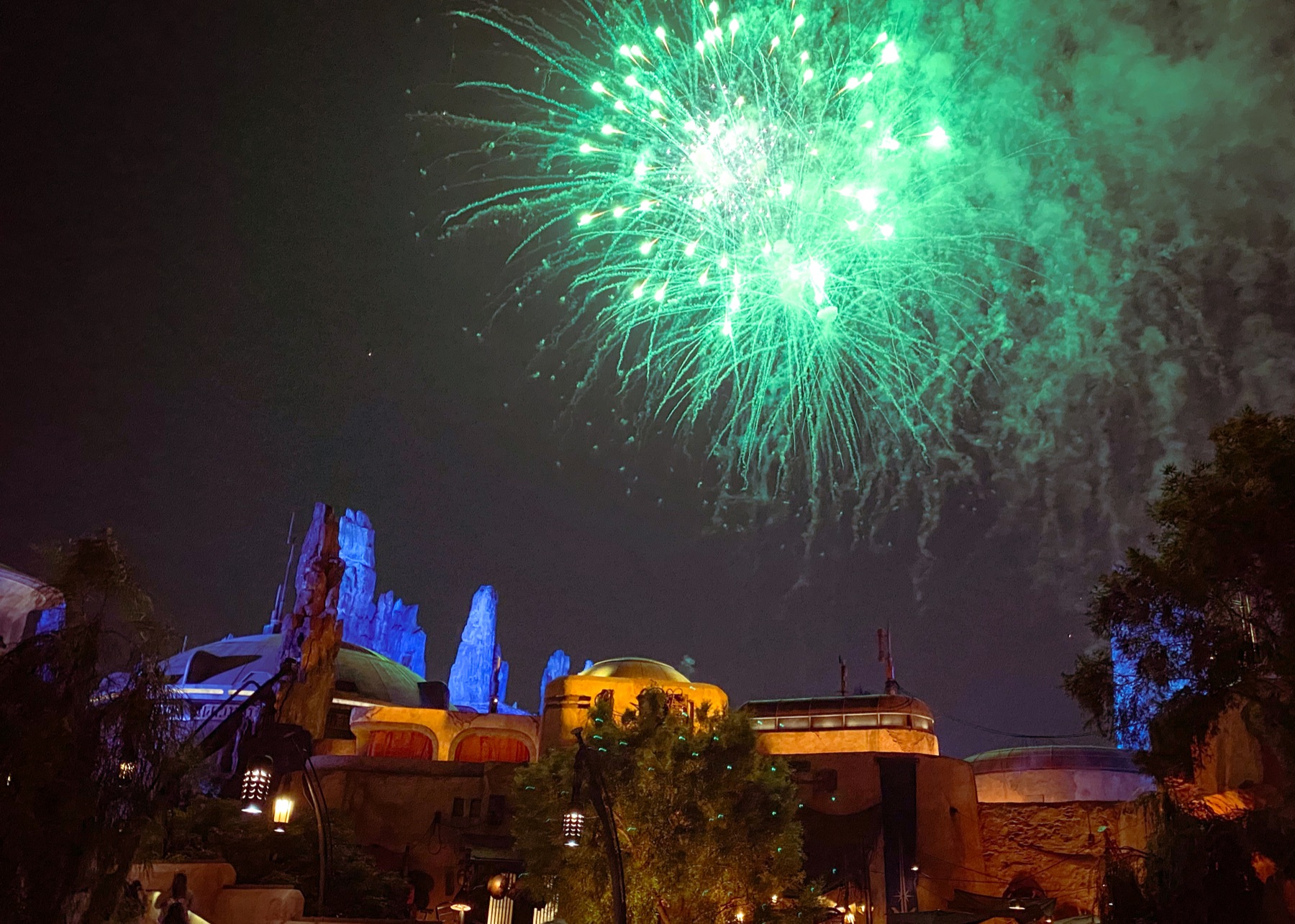 Fireworks over a Disney theme park